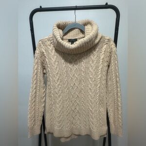 Ralph Lauren Beige Cable Knit Turtleneck Sweater